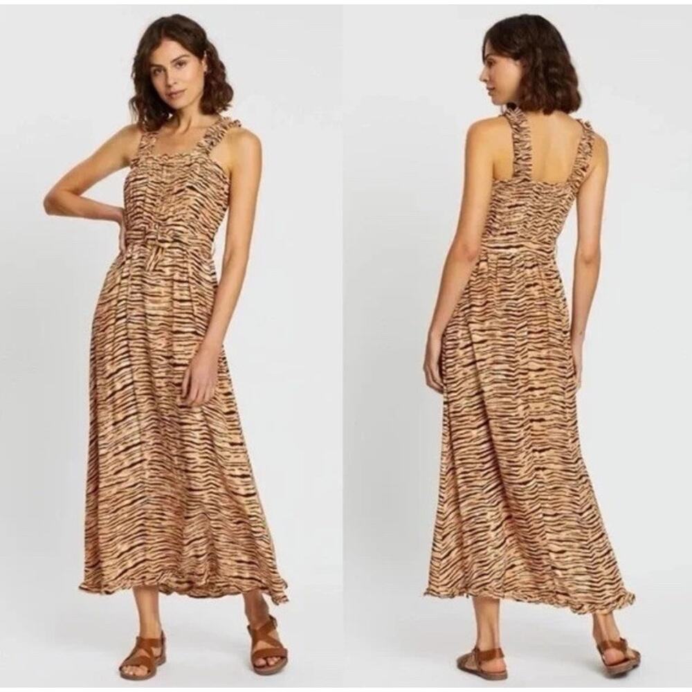 NWT Faithfull The Brand Saint Tropez Midi Dress Wyldie Animal size M